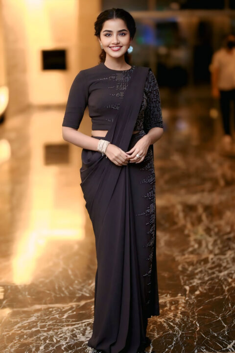 Anupama Parameswaran Stylish Saree for Kishkindhapuri Pre-Release
