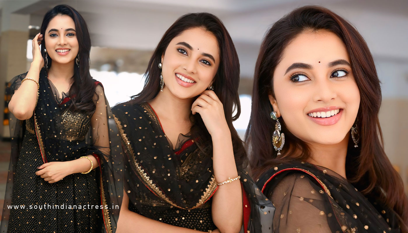 Priyanka Arul Mohan Shines in Elegant Black Anarkali at OG Movie Promotions