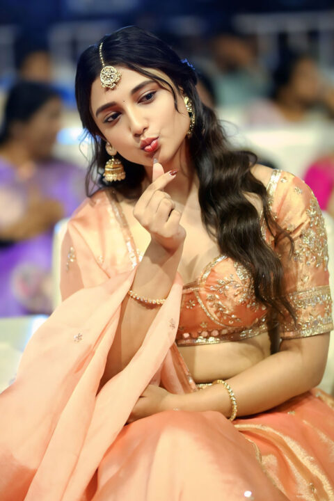 Ritika Nayak at Mirai Pre-Release Outfit was a Peach Lehenga