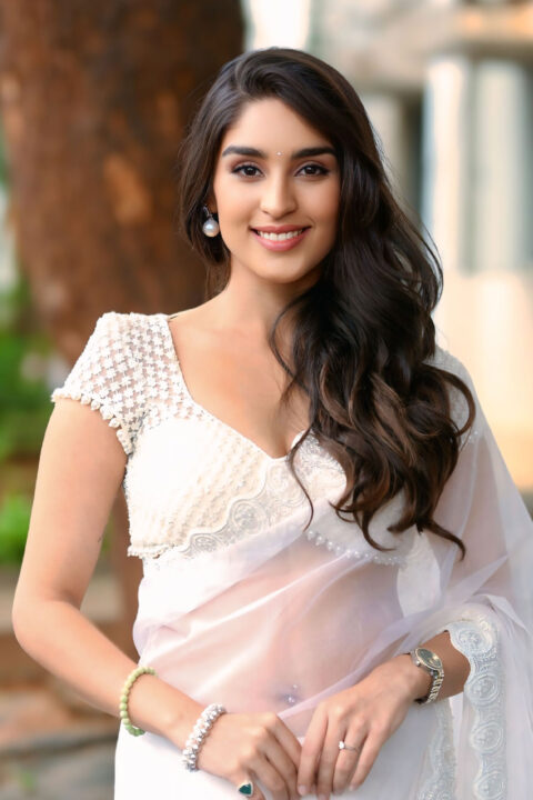 K-RAMP Press Meet: Yukti Thareja Mesmerizing White Saree Stills