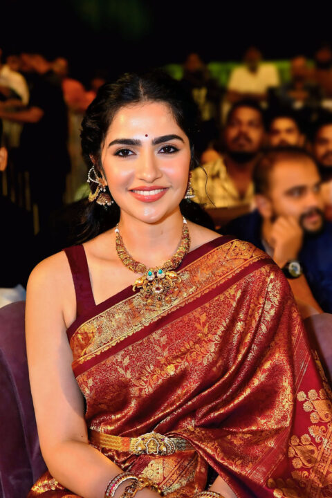 Rukmini Vasanth Flawless Traditional Saree Stills from Kantara Event