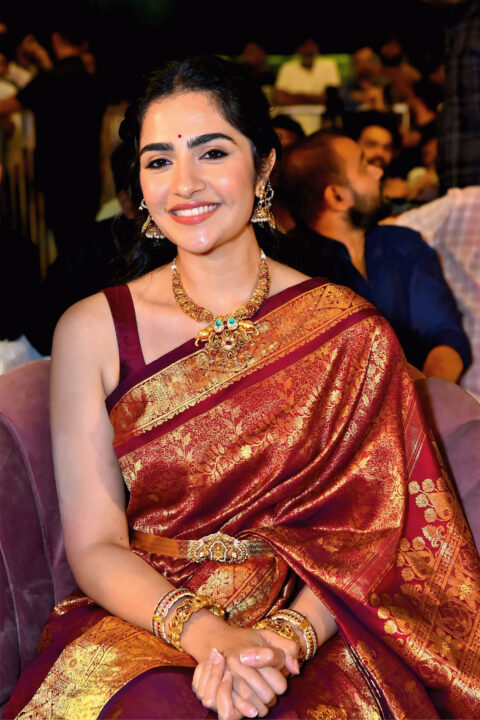 Rukmini Vasanth Royal Turquoise Saree for Kantara Chapter 1 Pre-Release Event