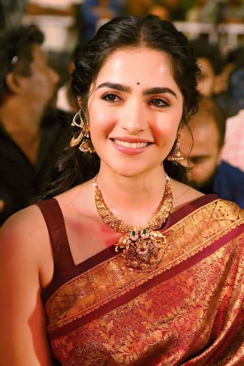 Rukmini Vasanth Traditional Look at Kantara Chapter 1 Event in Hyderabad