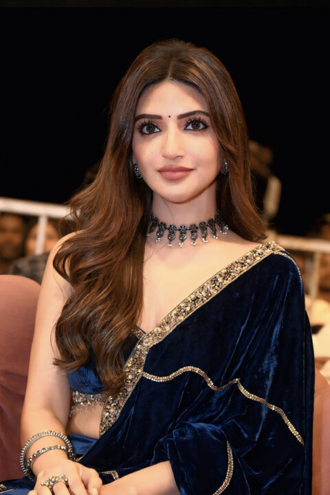 Sreeleela in Best Regal Look: Peacock Blue Sharara by Sureena Chowdhri