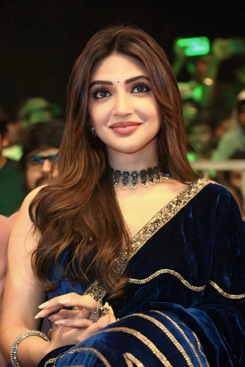 Sreeleela Stuns in Sureena Chowdhri Sharara at Mass Jathara Event