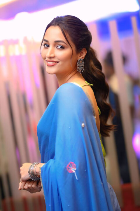 Srinidhi Shetty Flawless Appearance in Royal Blue Saree