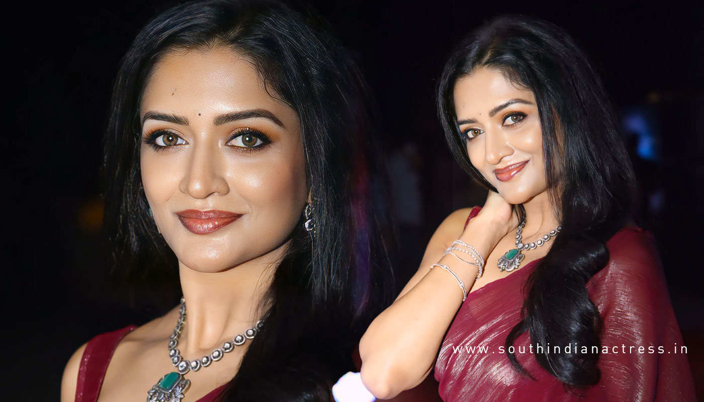 Vimala Raman Captivates in Deep Burgundy Saree at K-Ramp Event