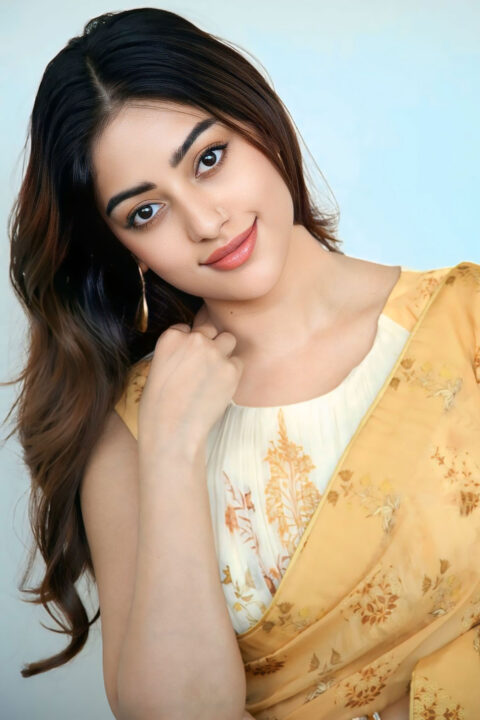 Anu Emmanuel Elegant Silhouette in Flowing Yellow Saree