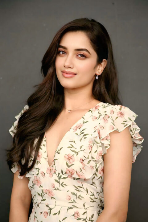 Bhagyashri Borse Swaps Traditional for Breezy Floral at Media Meet