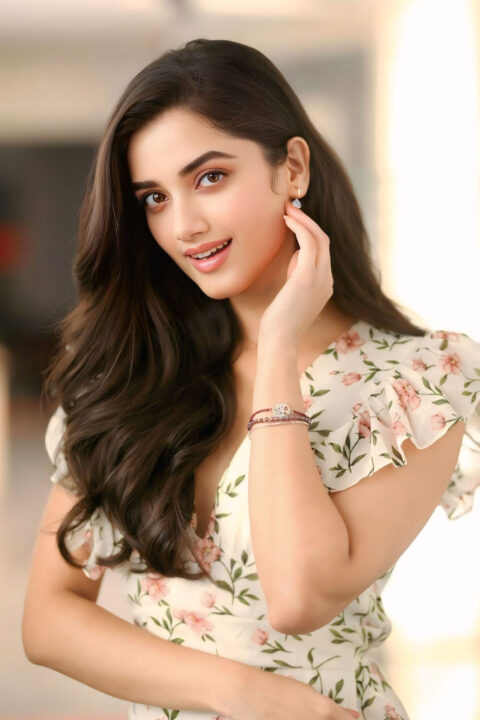 Bhagyashri Borse Silver Jewelry and Floral Dress Combo