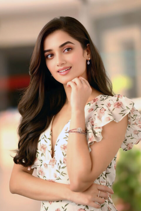 Bhagyashri Borse Fresh Dewy Look and Wavy Hair at Interview