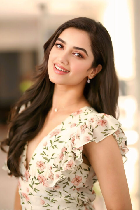 Bhagyashri Borse Whimsical Floral Print Look at Press Interview