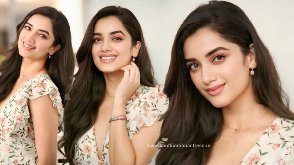 Bhagyashri Borse Blooms in Breezy Floral Maxi Dress at Andhra King Taluka Interview