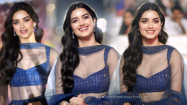 Bhagyashri Borse Dazzles in Midnight Blue Geethika Kanumilli Lehenga