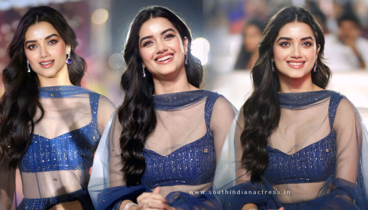 Bhagyashri Borse Dazzles in Midnight Blue Geethika Kanumilli Lehenga