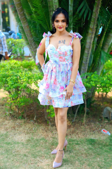 Jyothi Poorvaj in floral mini dress