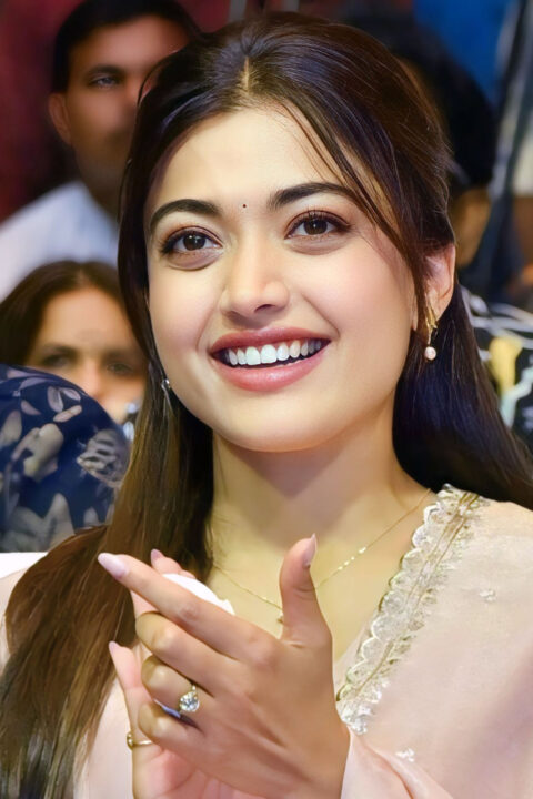 Rashmika Mandanna Radiates Success in Elegant Blush Pink Anarkali at The Girlfriend Meet