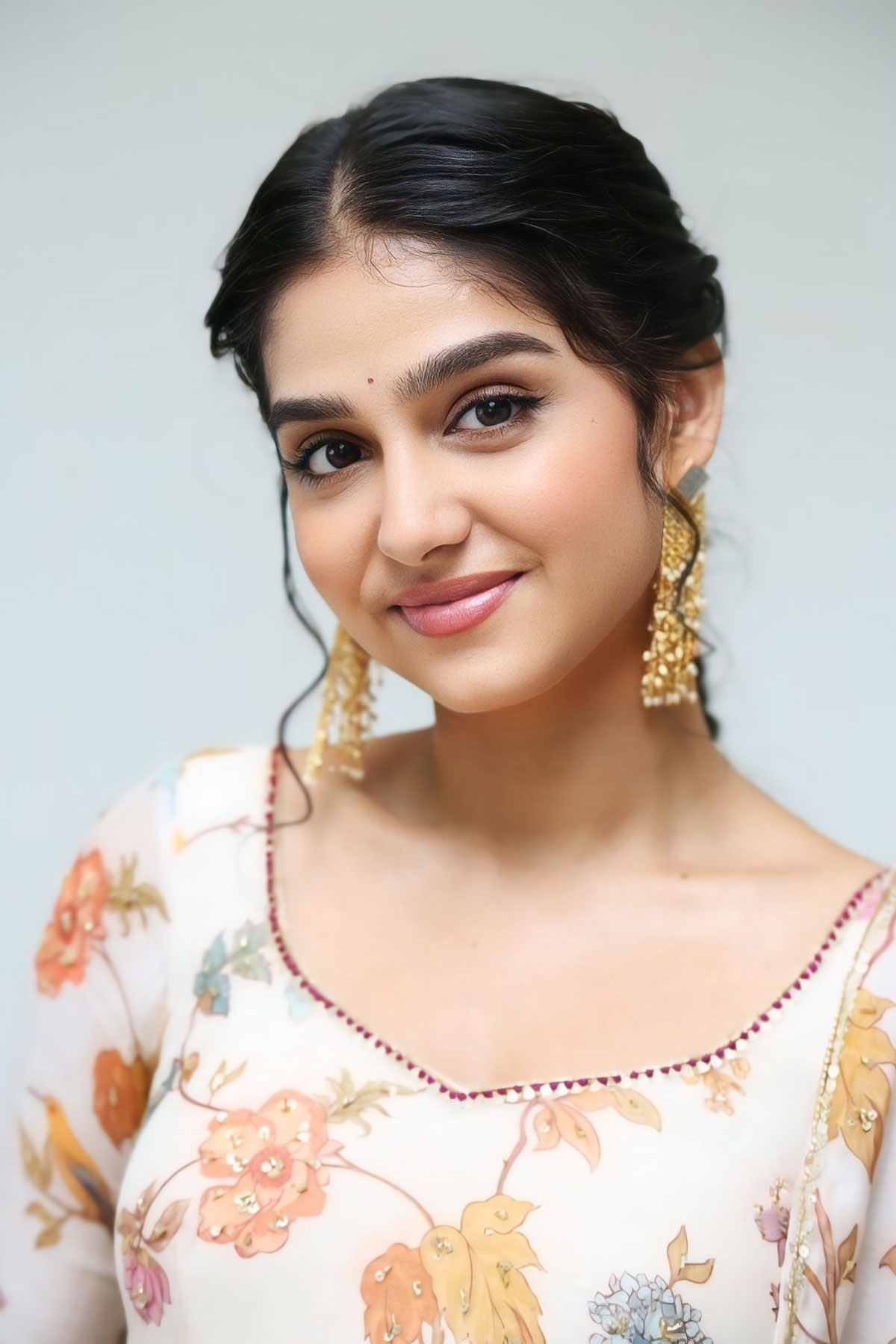 naswara Rajan Stuns in Floral Anarkali for Champion Interview