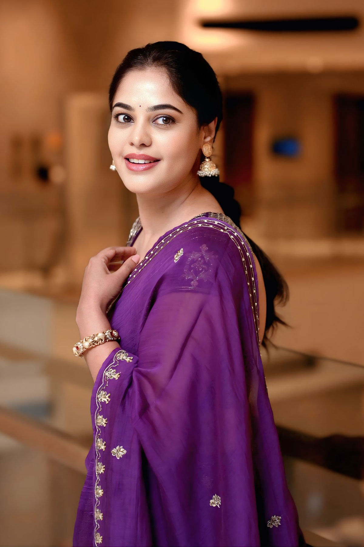 Bindu Madhavi in Neelam Label: A Vision in Violet