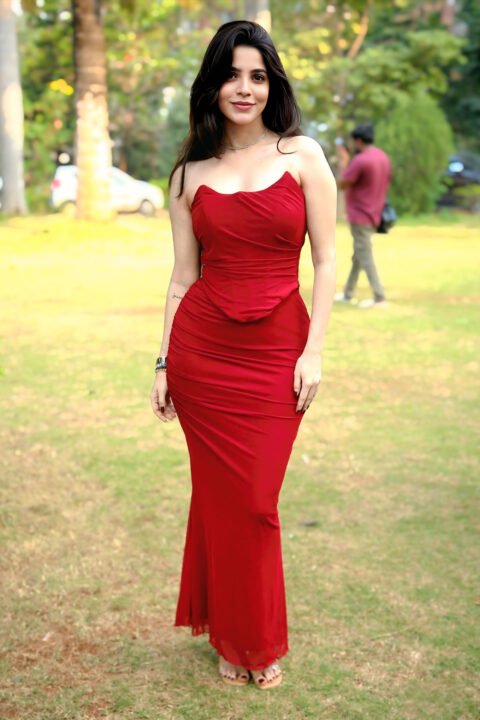 Divyabharathi in Bold Color Choice: Vibrant Crimson Red