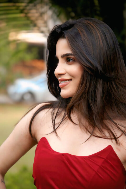 Divyabharathi in Minimal Accessories with Bold Red Outfit