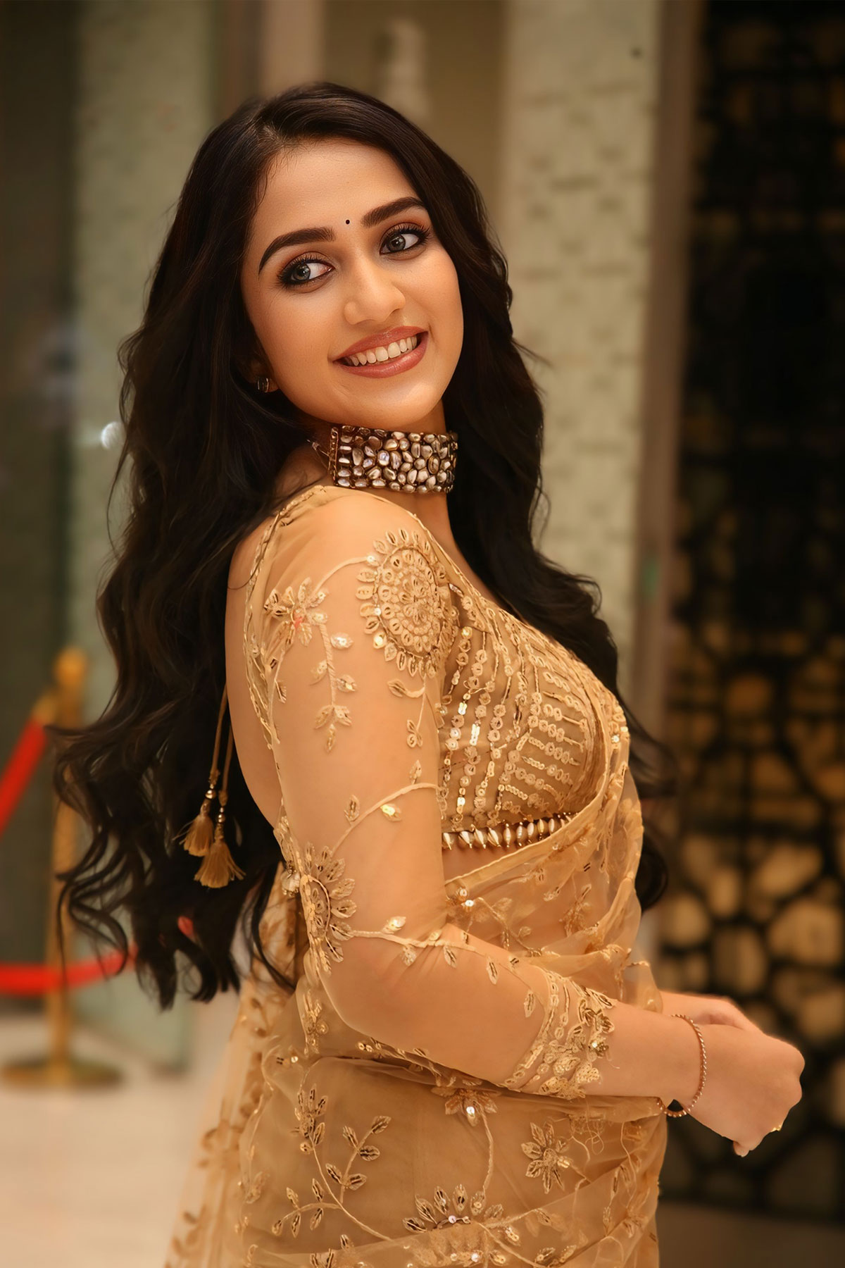 Sakshi Mhadolkar Stuns in Label Nonita Floral Thread Work Saree