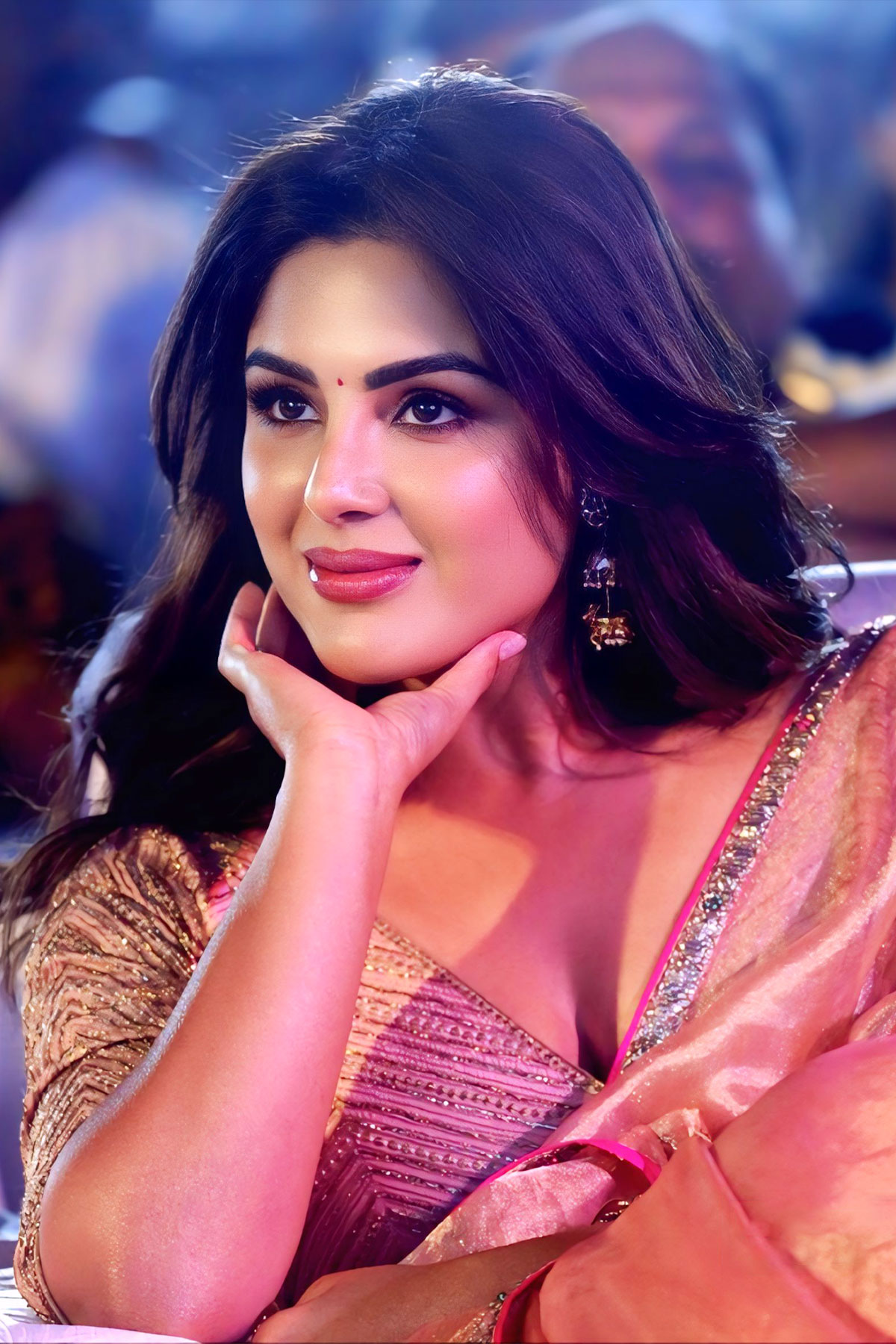 Samyuktha Menon Dazzles in Shimmering Rose Gold Saree at Akhanda 2 Pre-Release