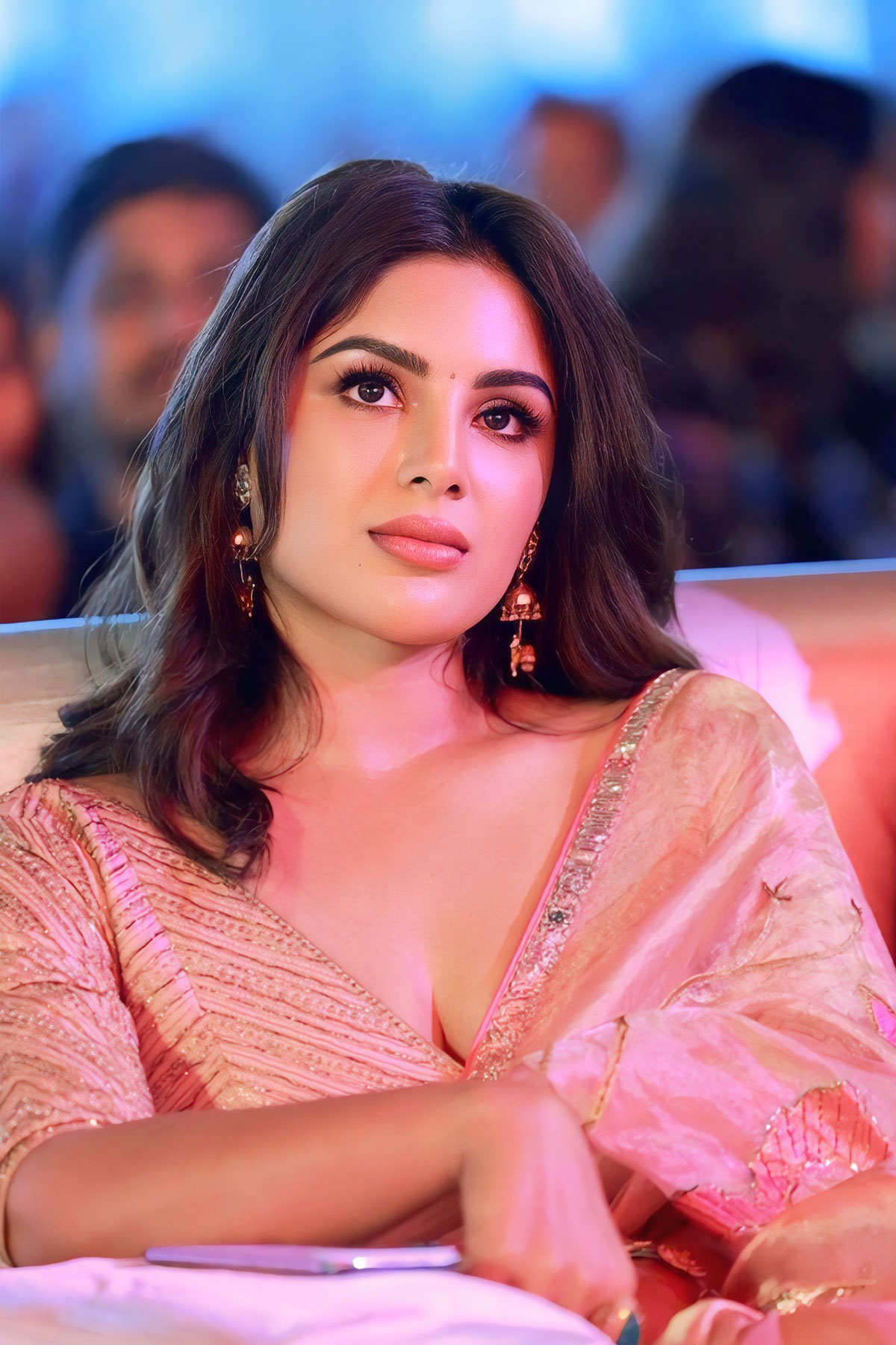 Samyuktha Menon’s Monochromatic Rose Gold Look at Akhanda 2 Event