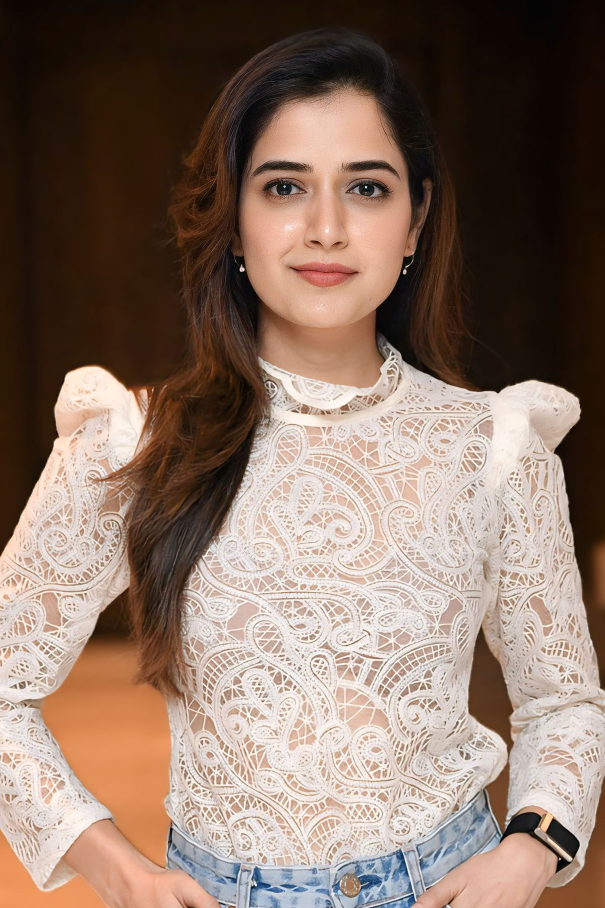 Ashika Ranganath Puffed Shoulder Lace Top: A Modern Fashion Statement