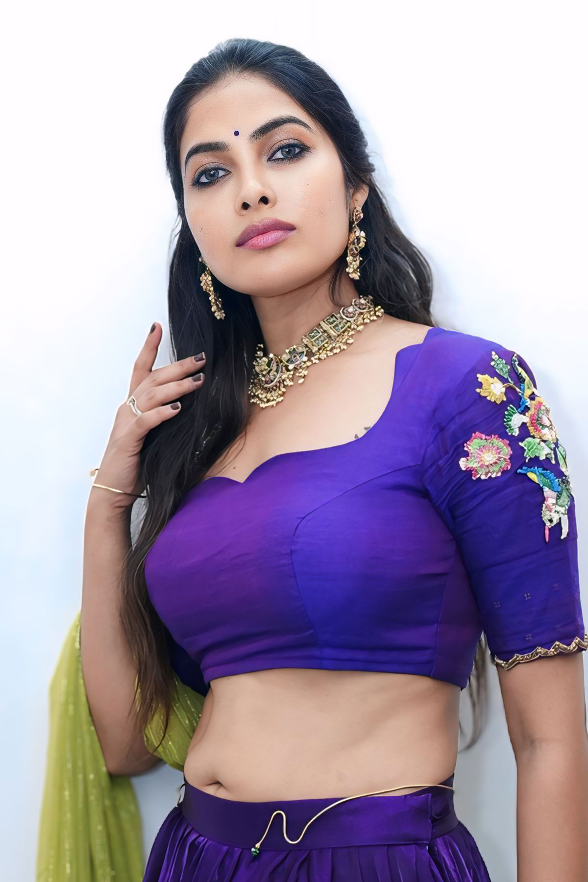 Divi Vadthya Striking Low Waist Lehenga at Manikonda Event