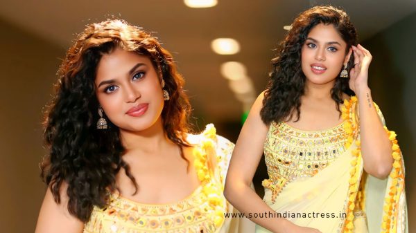 Faria Abdullah in Yellow Saree with Pompoms and Tassels