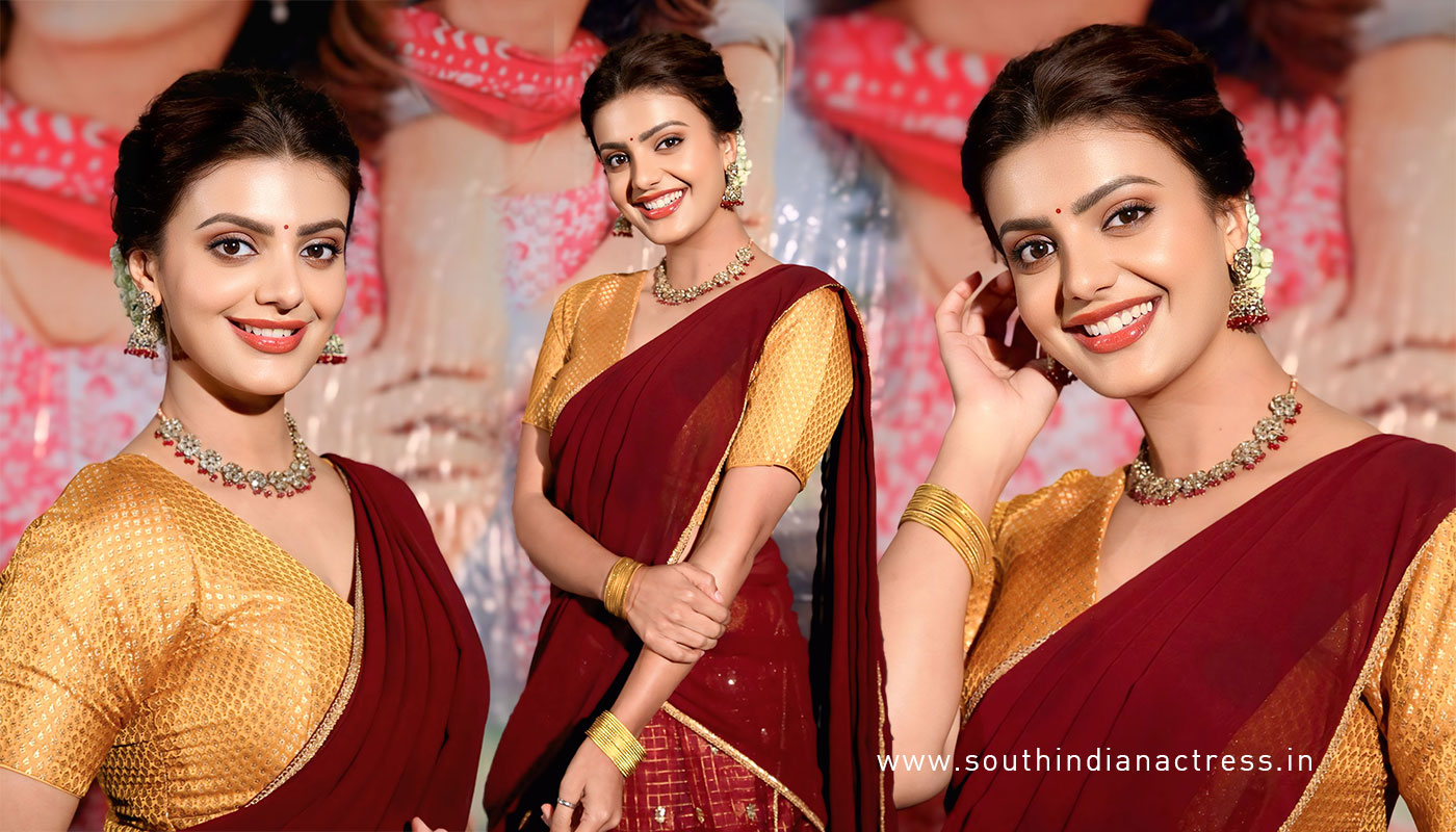 Beautiful Meera Raj Stills in Maroon Half-Saree | Son Of Event