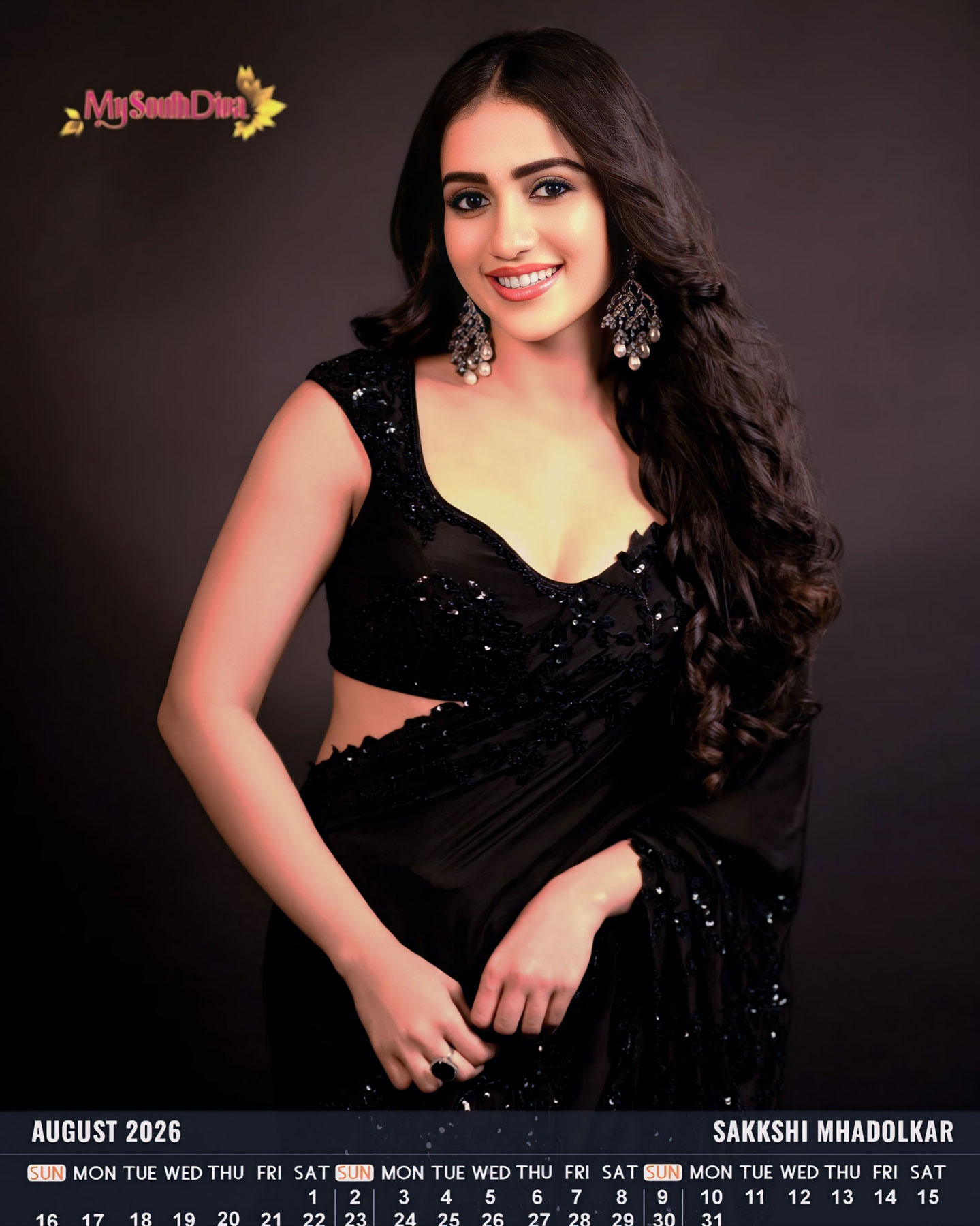 August 2026: Sakkshi Mhadolkar in an All-Black Glamorous Avatar for My South Diva Calendar 2026