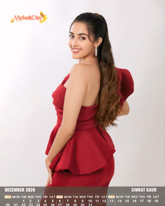 December 2026: Simrat Kaur in a Sculptural Crimson Peplum for My South Diva Calendar