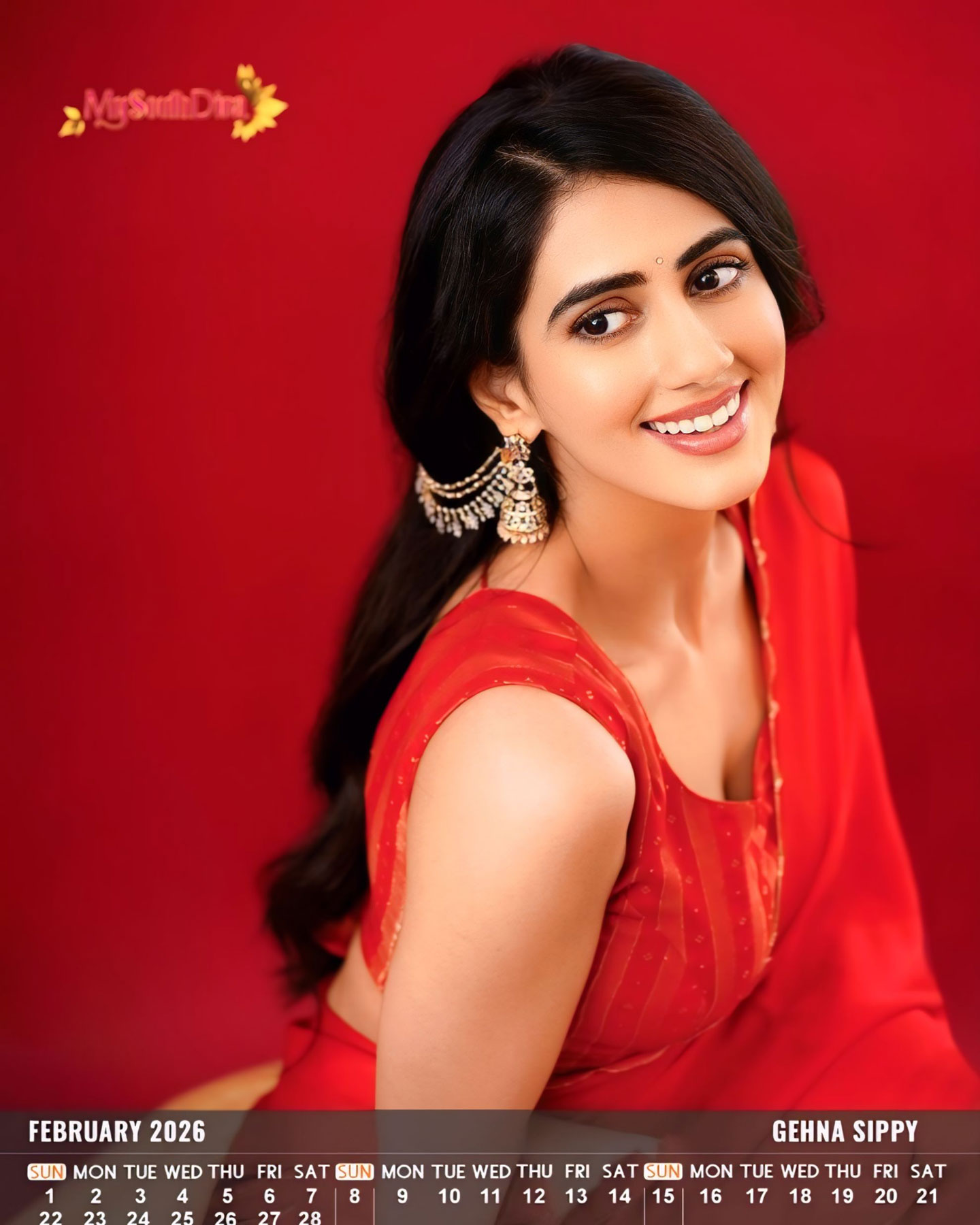 February 2026: Gehna Sippy Radiates Passionate Elegance in Shilpa Reddy M for My South Diva Calendar