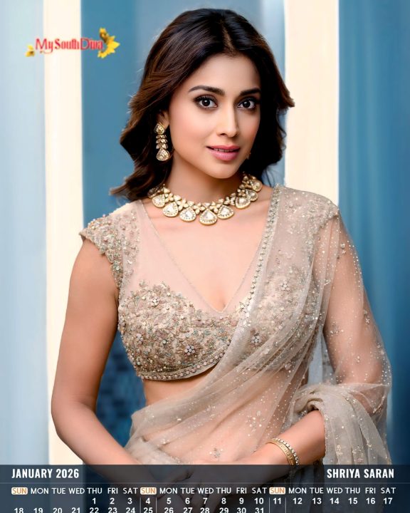 January 2026: Shriya Saran Redefines Regal Glamour for the My South Diva Calendar Cover