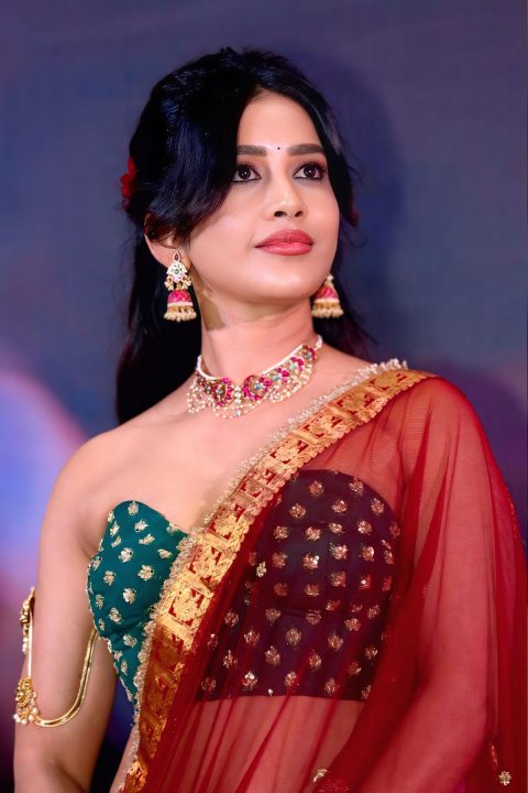 Nabha Natesh Captivates in Ornate Bottle Green and Rust-Orange Lehenga