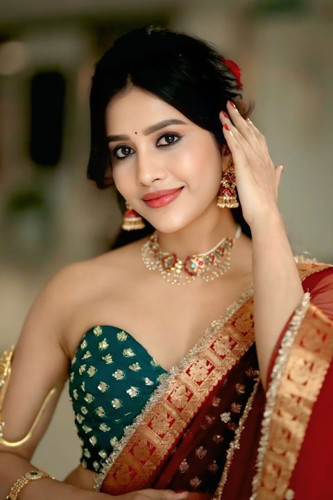 Nabha Natesh Warrior-Princess Vibe with Bajuband and Messy Braid