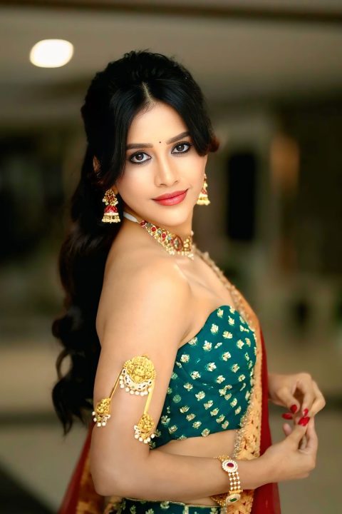 Must-See: Nabha Natesh Majestic Stills in Bottle Green and Gold