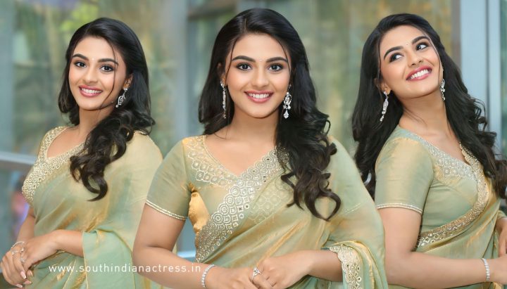 Nayan Sarika’s Golden Sheen Saree Steals the Spotlight