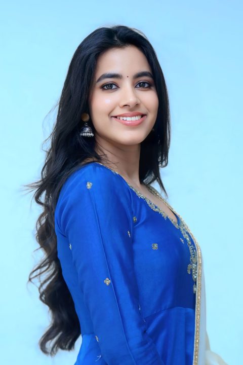 Beautiful Shivani Nagaram Images in Blue Anarkali Suit