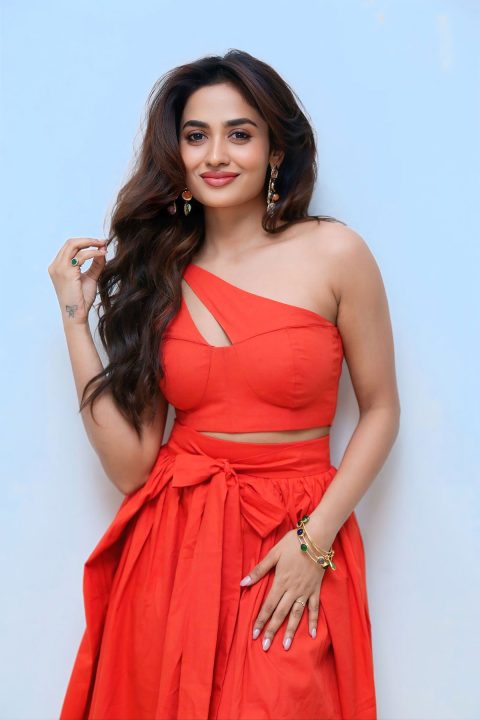 Teju Ashwini Highlights Toned Shoulders in Asymmetric Crop Top
