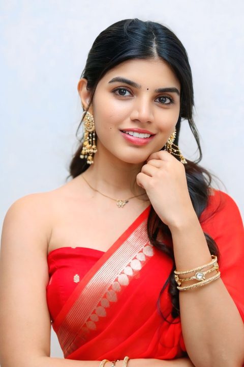Gayathri Ramana Radiates Romantic Charm in Sheer Red Saree