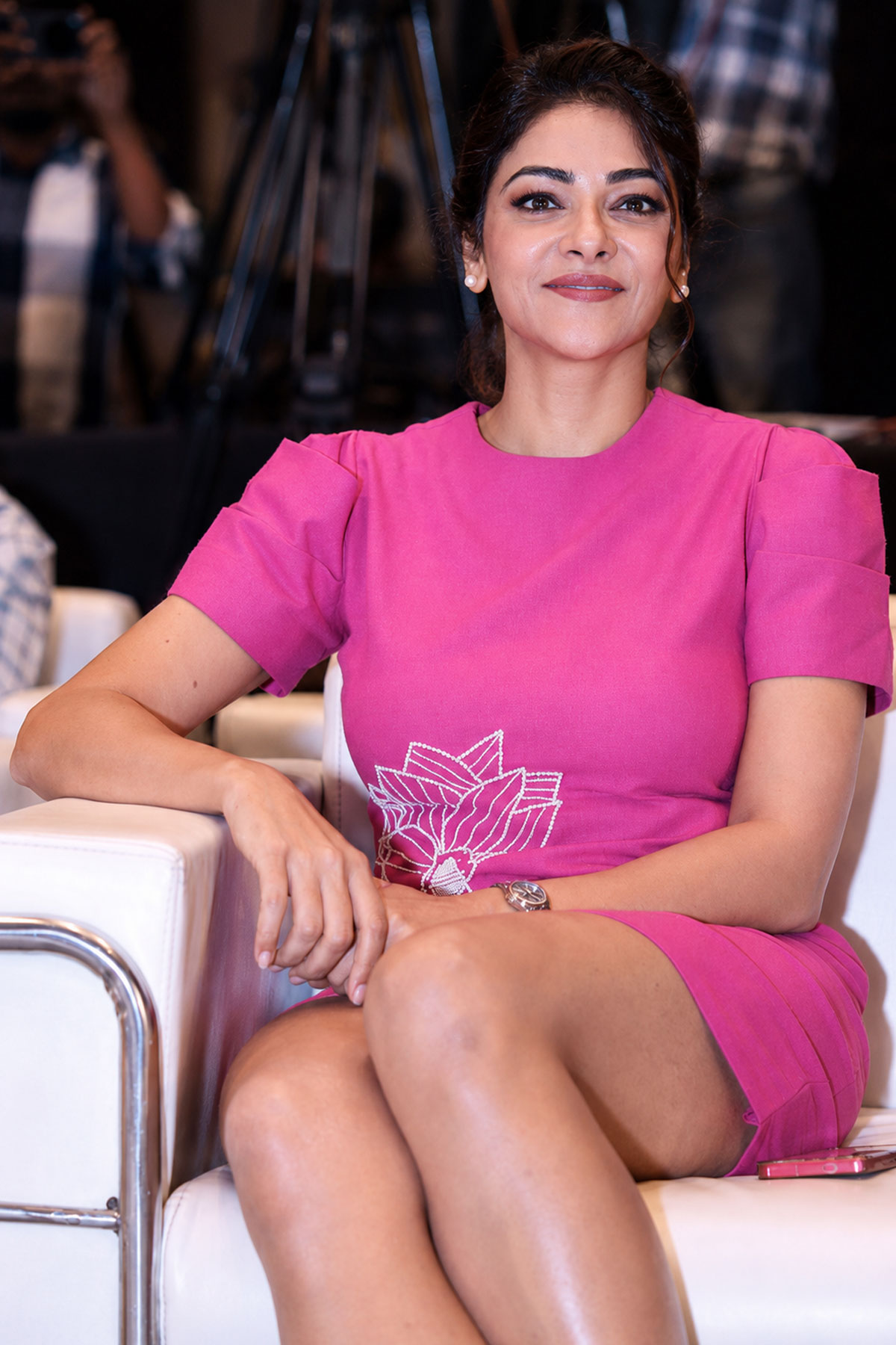Abhirami Radiates Charm in Pink Mini Dress Gallery