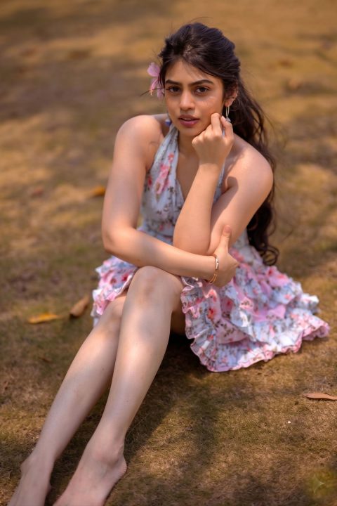 Bandhavi Sridhar Dazzles in Floral Lace Corset Mini Dress