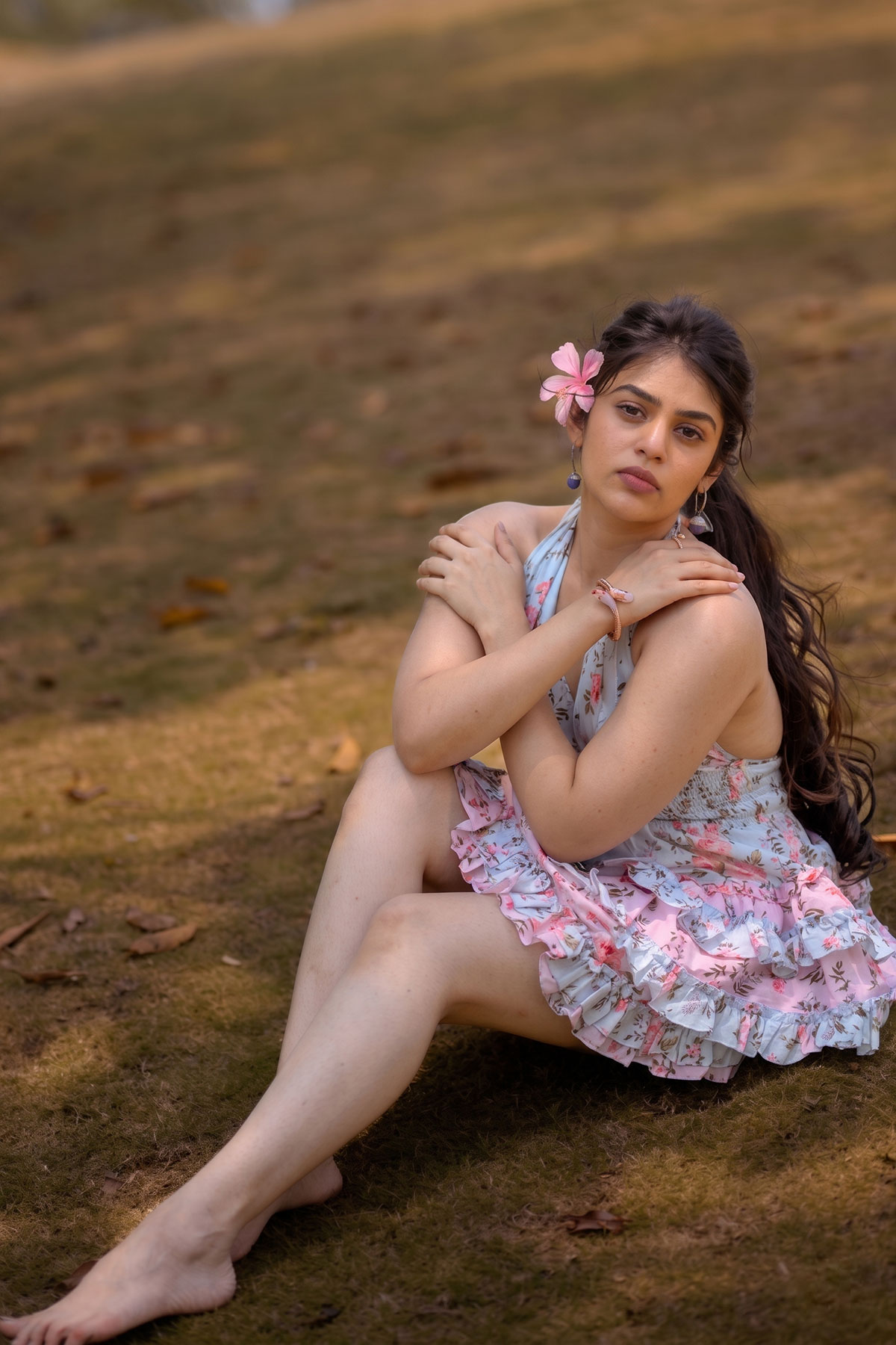 Bandhavi Sridhar Stills in Pretty Pixie Floral Mini Dress