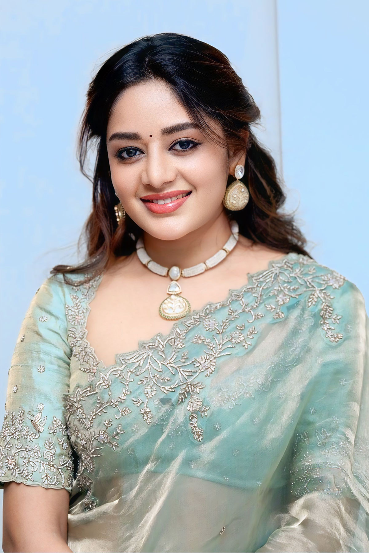 Beautiful Deepshikha Chandran Images in Mint-Teal Ethnic Wear