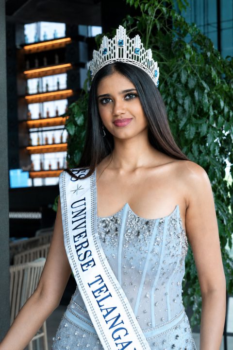 Kashvi Radiates Elegance in Silver-Blue Crystal Gown Gallery