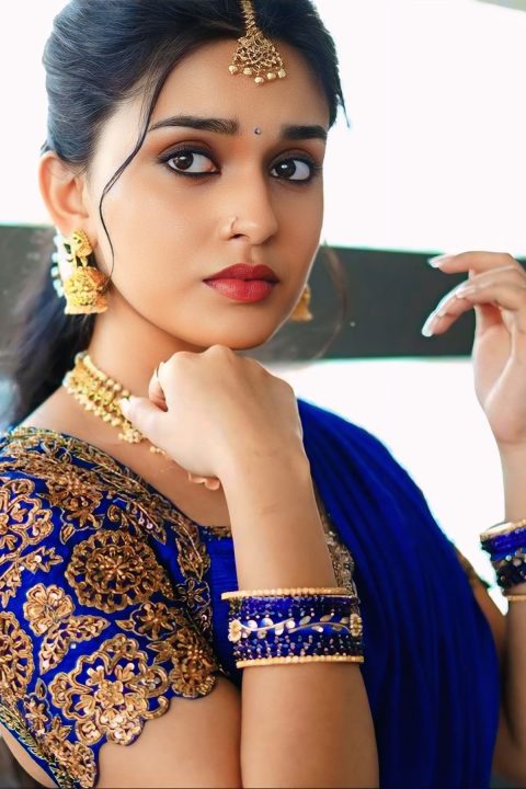 Nidhi Pradeep Steals the Show in Traditional Royal Blue Saree