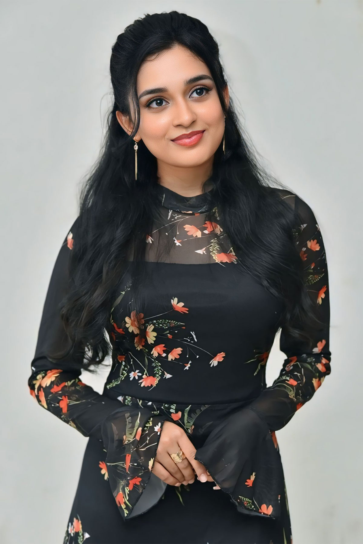 Nidhi Pradeep Stills in Floral Maxi Dress | Godari Gattupaina Meet